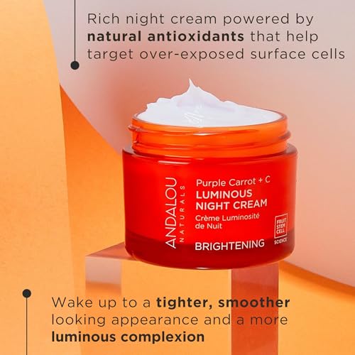 Andalou Natural Purple Carrot + C Luminous Night Cream, Purple Carrot Plus C Luminous, 1.7 Ounce